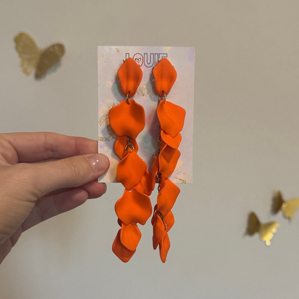 Orange Petal Drop Earrings